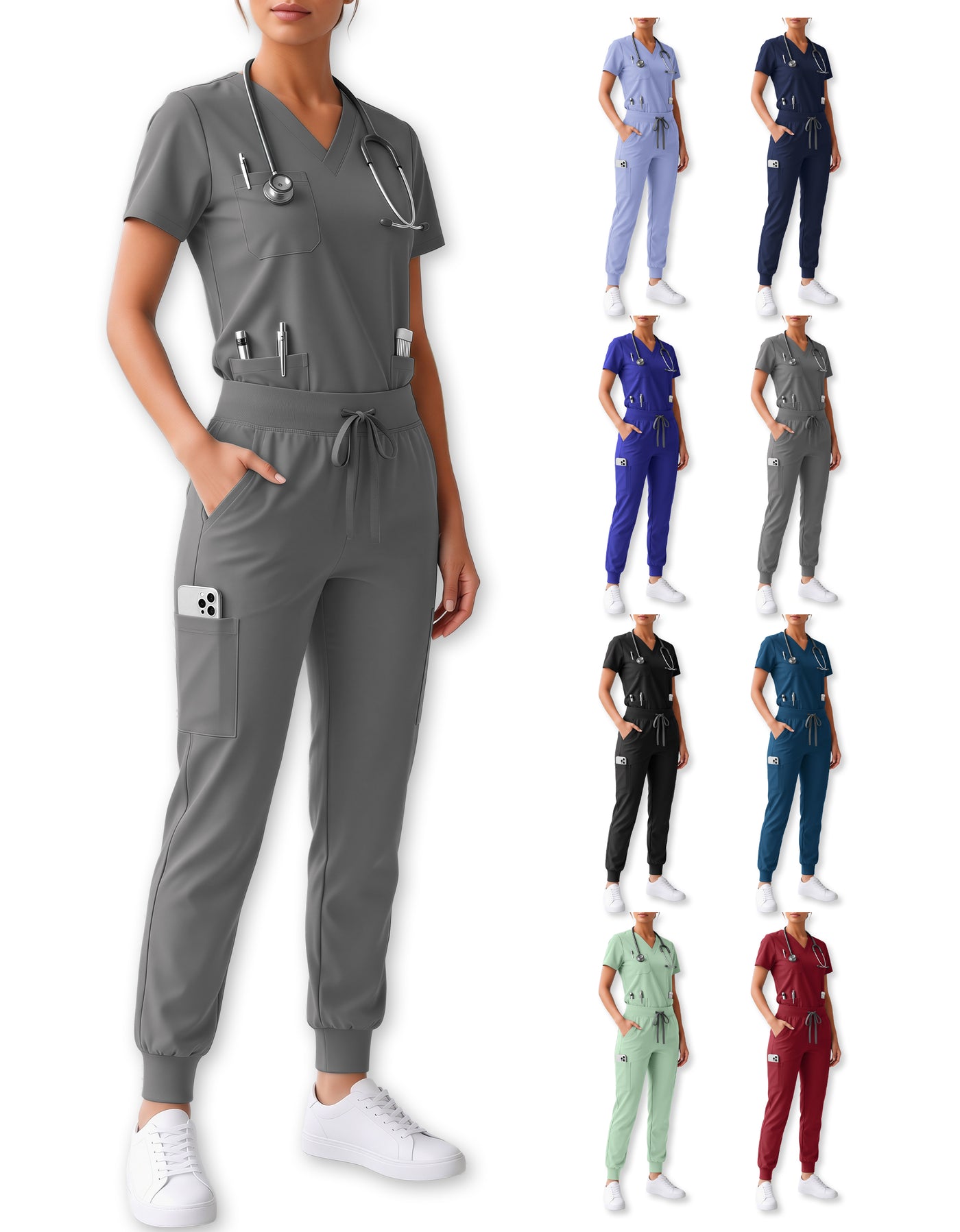 Uniforme Médico 2 Piezas Filipina y Pantalón · Unisex color Gris ·2