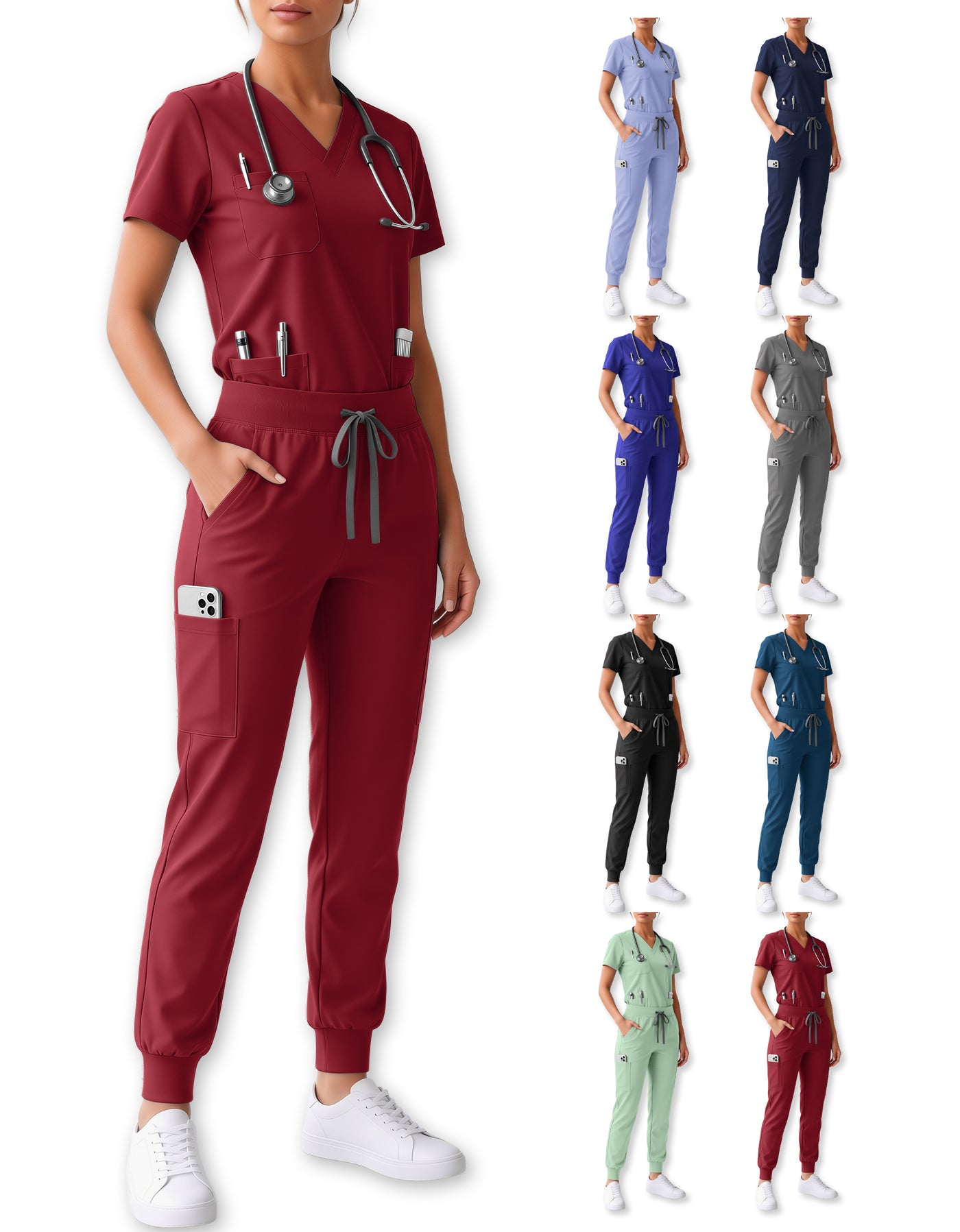 Uniforme Médico 2 Piezas Filipina y Pantalón · Unisex color Burdeos