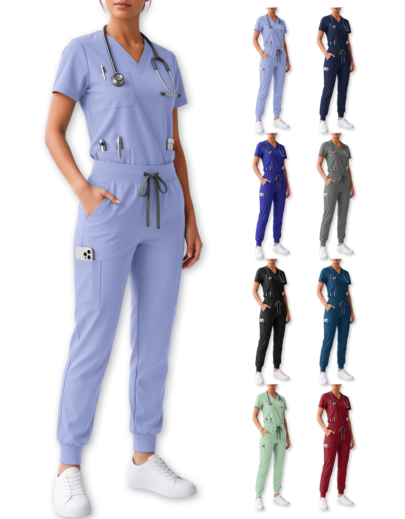 Uniforme Médico 2 Piezas Filipina y Pantalón · Unisex color Azul Claro ·3