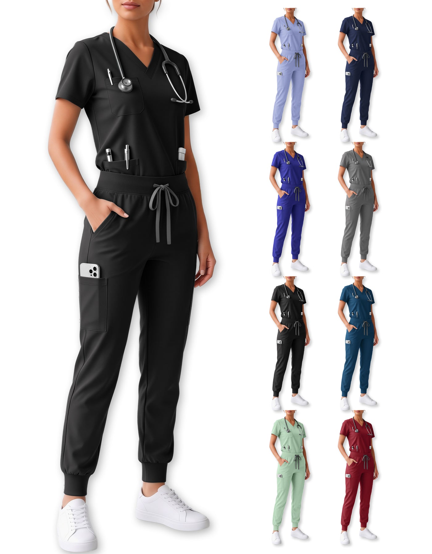 Uniforme Médico 2 Piezas Filipina y Pantalón · Unisex color Negro ·4