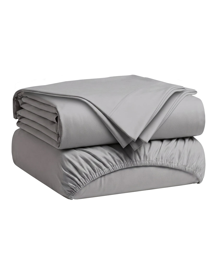 Juego de Sábanas Matrimonial Microfibra · Sábana de Cajón Ajustable color Gris Claro