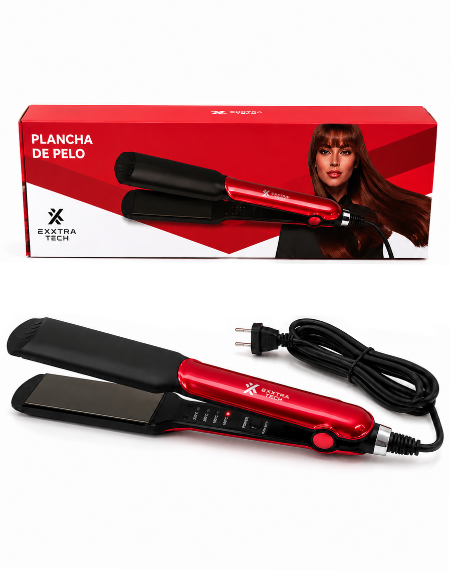 Plancha para Cabello Placas Lisas color Rojo