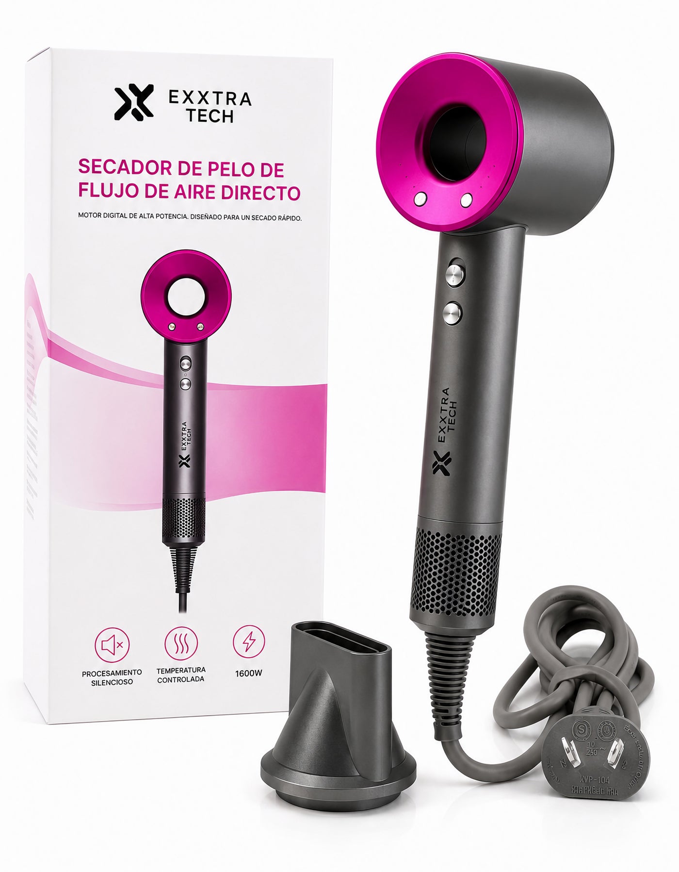 Secadora y Estilizadora de Cabello 5 en 1 · 2000 W color Gris / Rosa