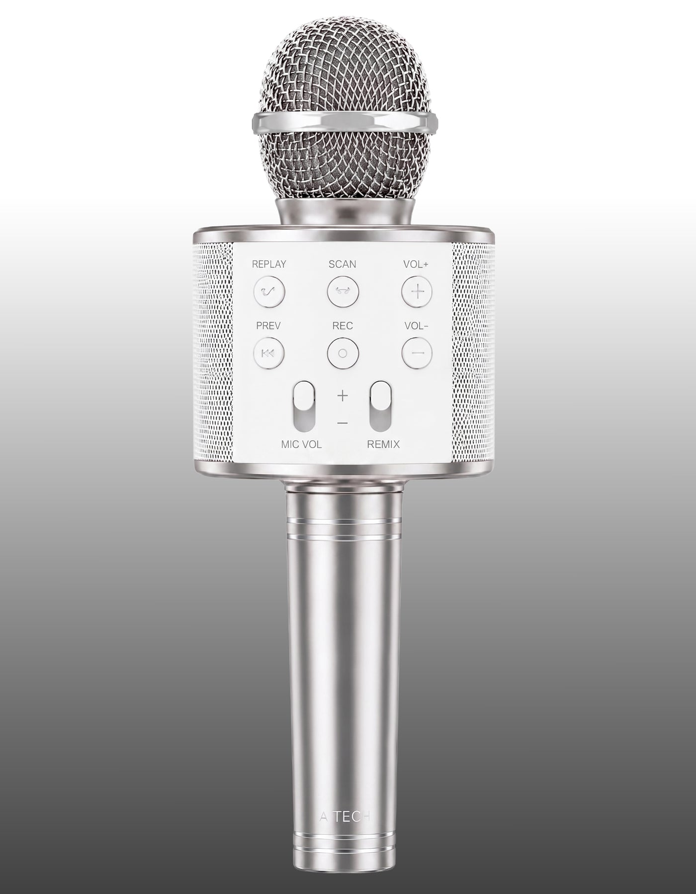 Micrófono Karaoke Bluetooth con Bocina WS858 color Plata