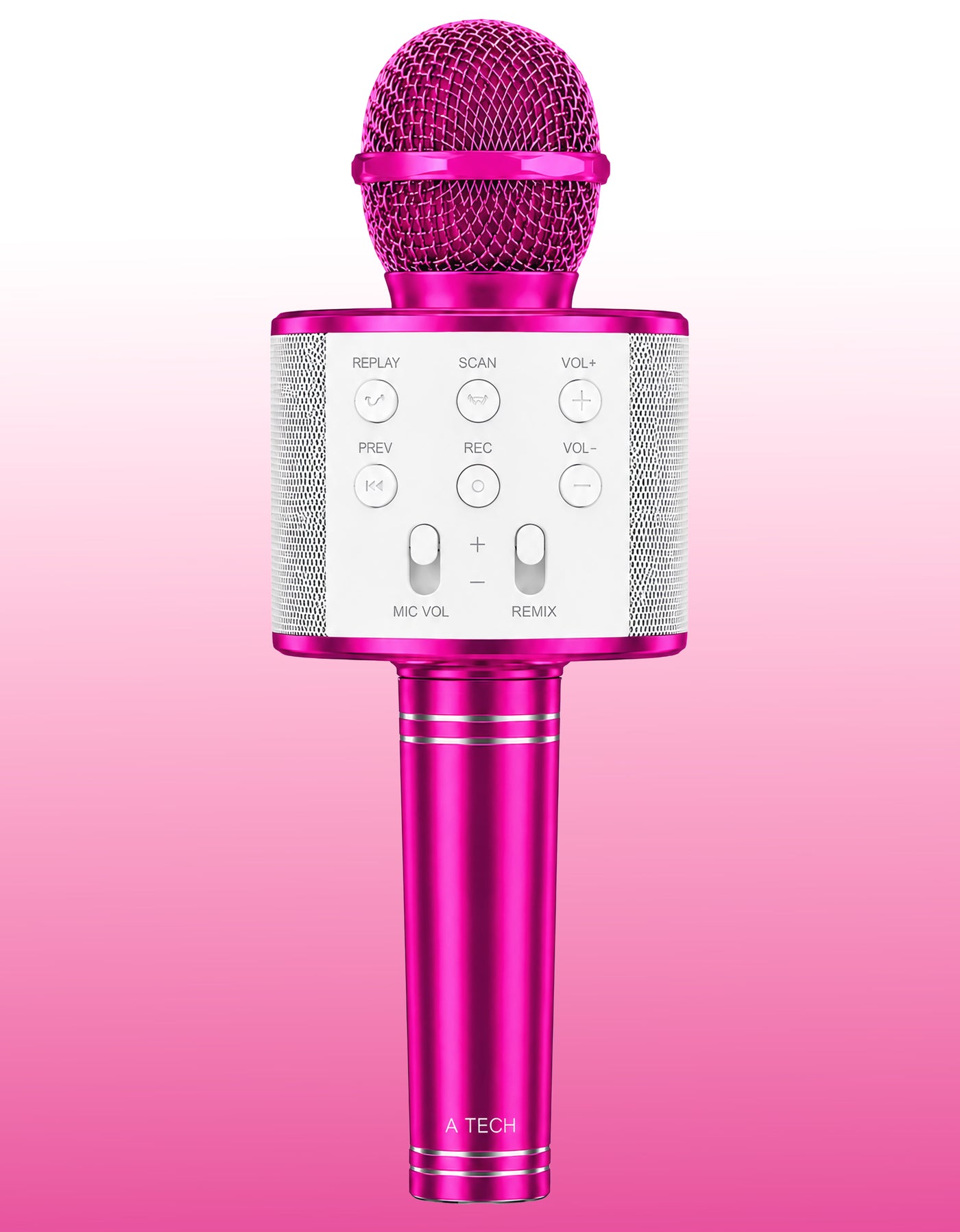 Micrófono Karaoke Bluetooth con Bocina WS858 color Rosa fuerte