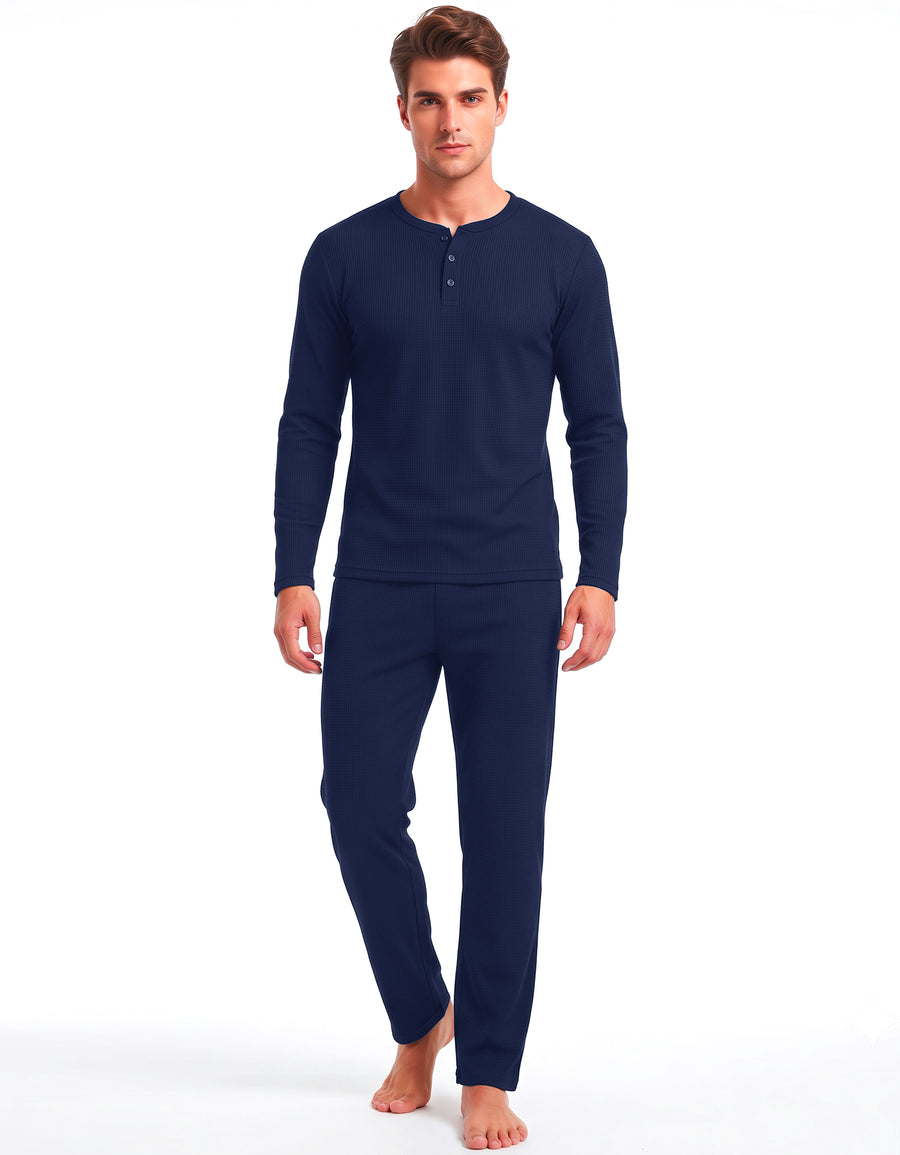 Conjunto Térmico Playera Manga Larga y Pants · 2 Piezas (M5232) color Azul Marino