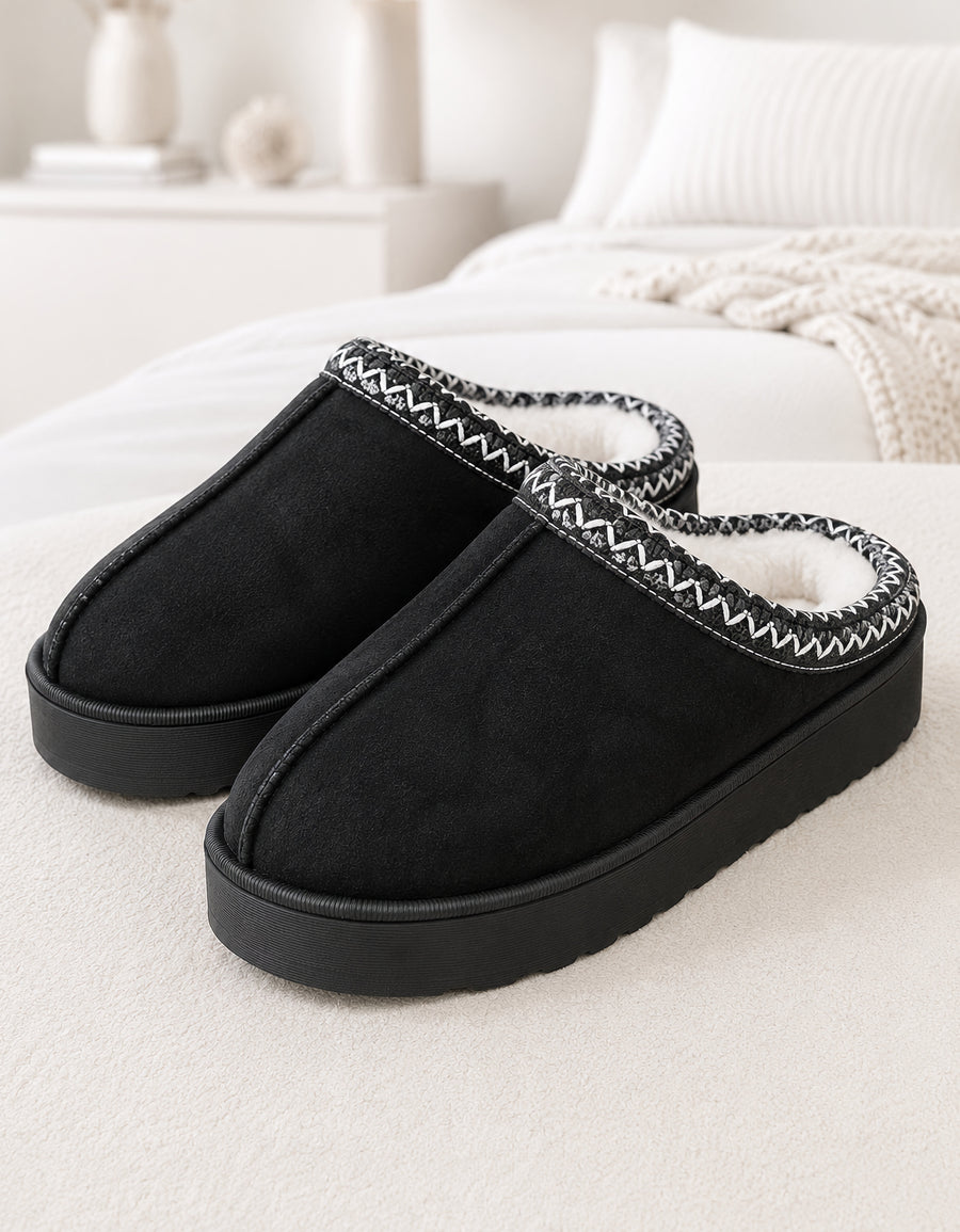 Pantuflas Cerradas Suaves Antiderrapantes color Negro