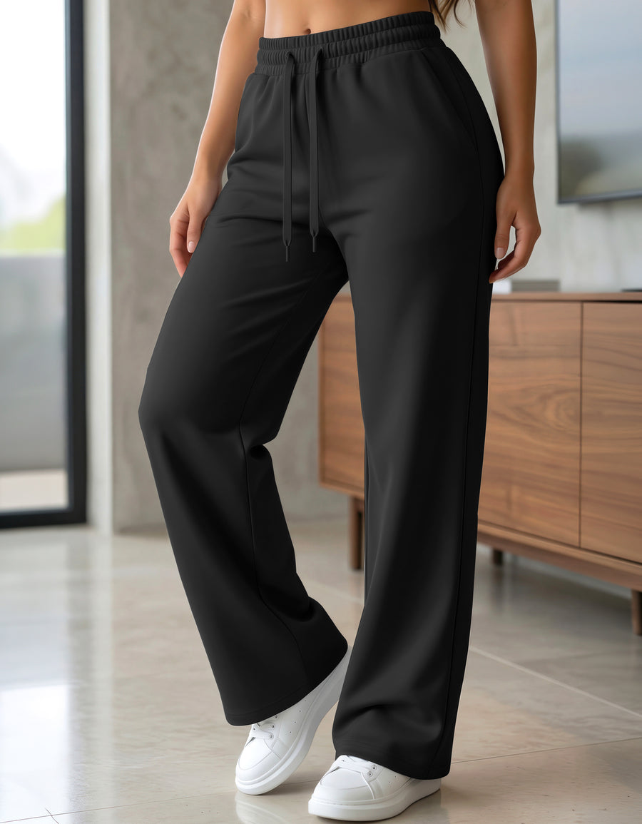 Pants Recto Mujer Fleece Corte Cómodo color Negro
